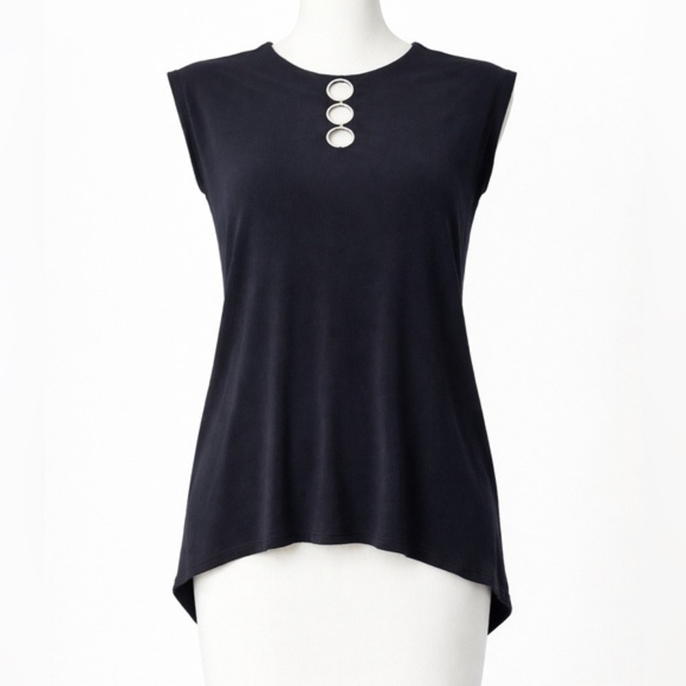 Vintage Coco Bianco Small Top Black Sleeveless Top Slinky Y2K clubbing